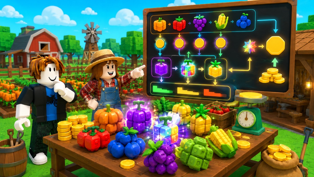 Grow a Garden 2 crop value calculator image with harvest items, mutation boosts, and value planning Grow a Garden 2 crop value calculator image with harvest items, mutation boosts, and value planning
