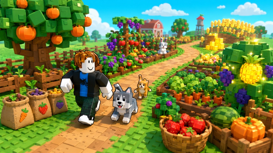 Grow a Garden 2 seeds and pets route image with a player, pet companion, crops, and garden path Grow a Garden 2 seeds and pets route image with a player, pet companion, crops, and garden path